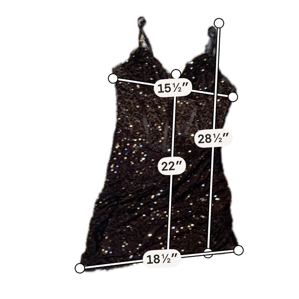 SHEIN Women Size Large Black Sequin Corset Mini Dress Sheer Mesh Side Sash Party - Picture 9 of 10